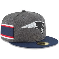 Men's New England Patriots New Era Heather Gray/Navy 2018 NFL Sideline Home Graphite 59FIFTY Fitted Hat 3058424